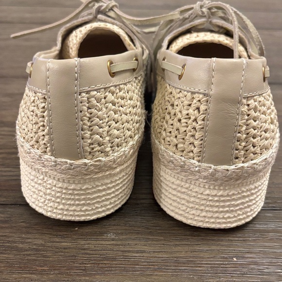 Anthropologie Dolce Vita Raffia Espadrille Platform Cream Loafers Size 9 - Picture 3 of 10